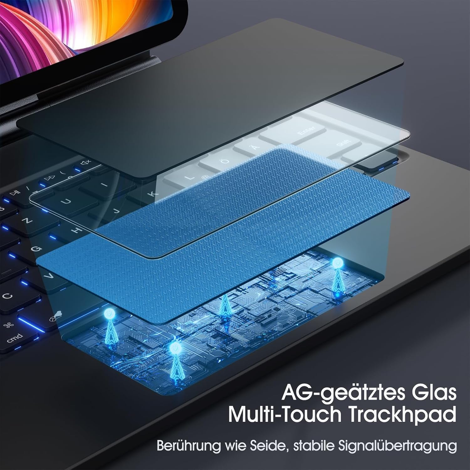 Vobafe Tastatur Hülle Für Ipad Air 11 Zoll M3 2025 M2 2024/Air 5. 4. Generation, Magic Keyboard Ipad Pro 11 M4 2024 5/4/3/2/1, 7-Beleuchtete Magnetische Freischwebende, Multi-Touch Trackpad, Schwarz