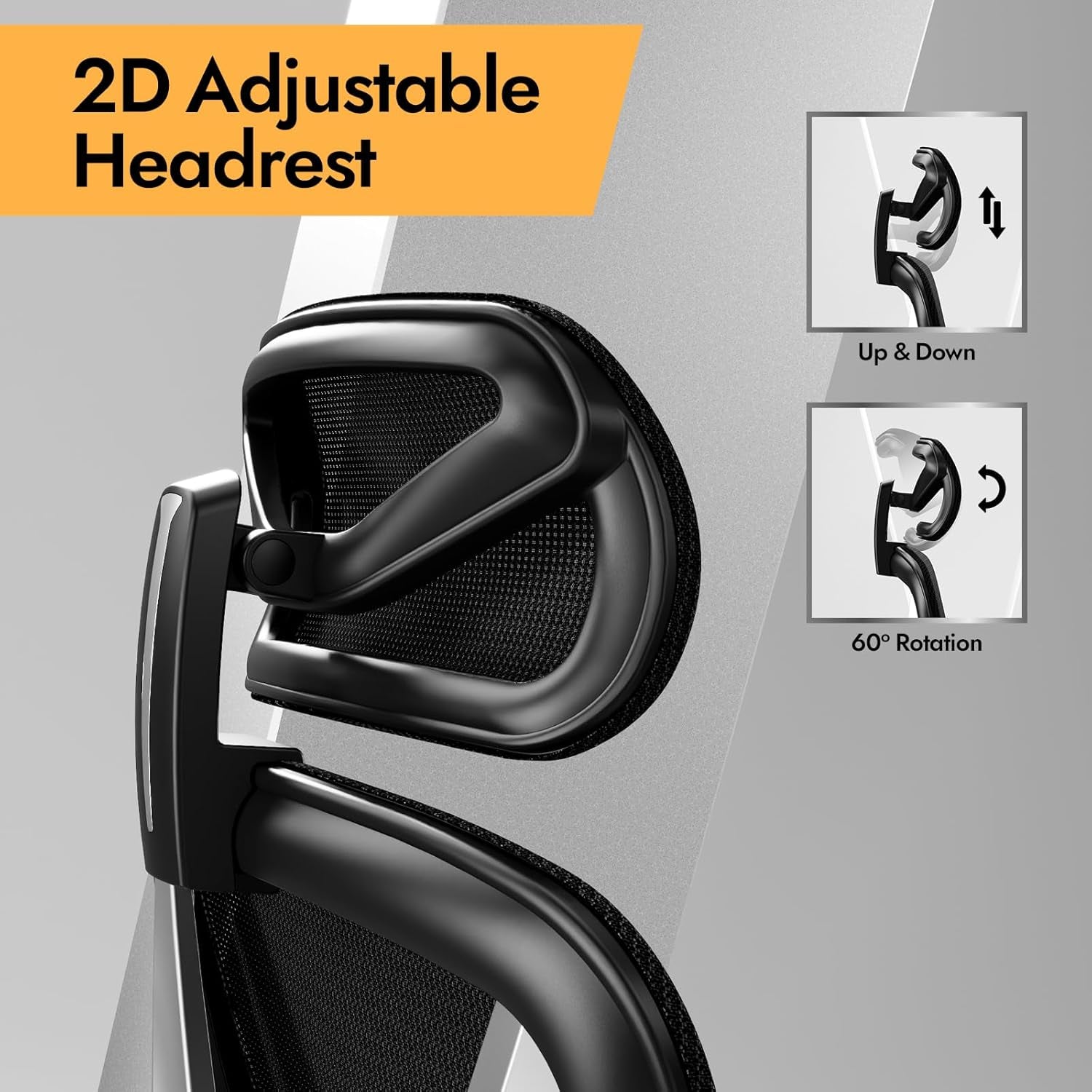HOLLUDLE Ergonomischer Bürostuhl Mit 3D Lendenstütze & 3D Verstellbaren Armlehnen – V-Förmiges Rücken-Design, Bequemer Schreibtischstuhl Für Büro & Zuhause, Schwarz