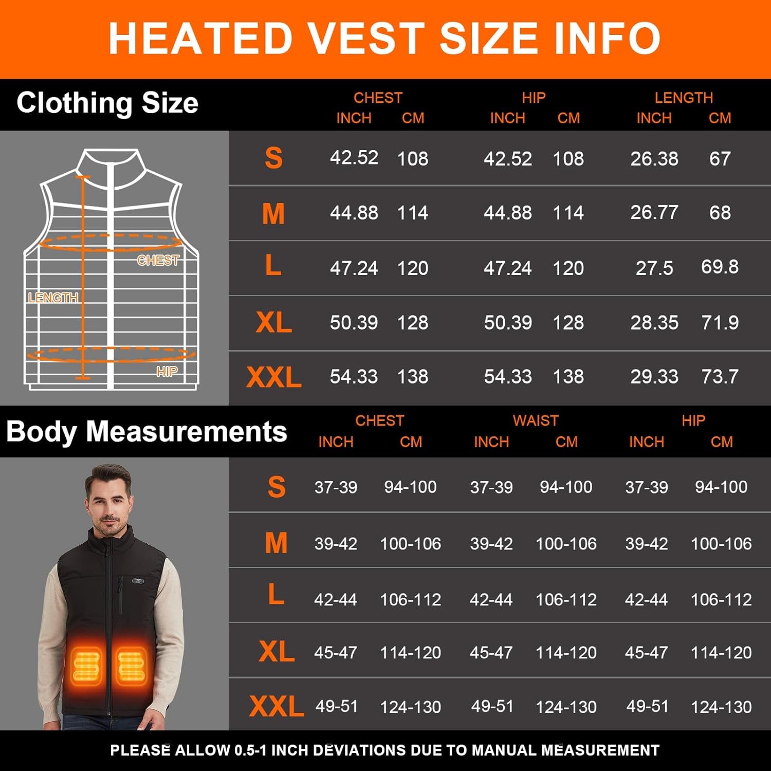 Beheizbare Weste Herren Mit 3 Einstellbar Temperatur 11 Heizzonen Heizweste Damen Beheizbare Jacke Maximale Temperatur 140°F (Ohne Akku)