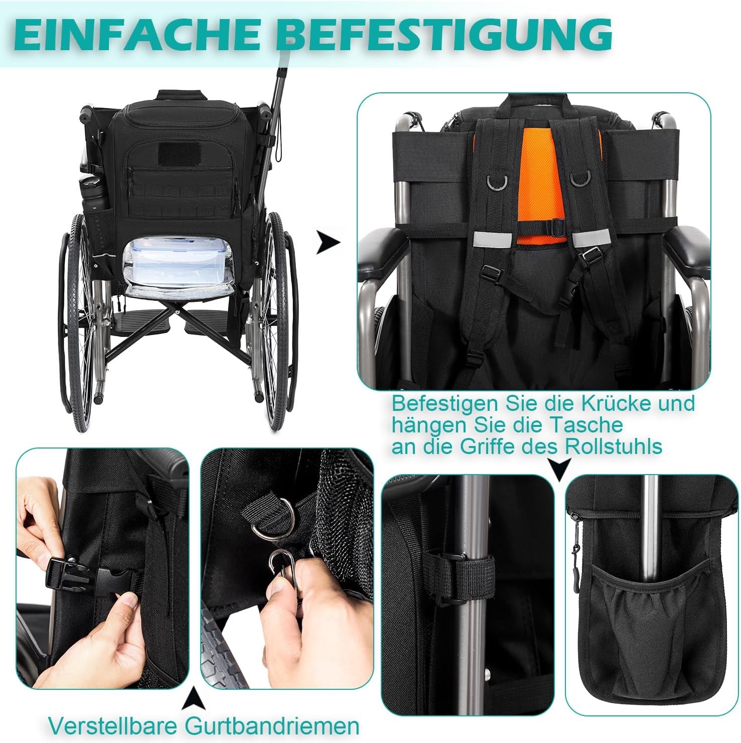Taschen Für Rollstuhl Nylon Rollstühle Rucksack Für Rollator Zubehör Aufbewahrungstasche Mit Krücken Taschen & Isolationstasche