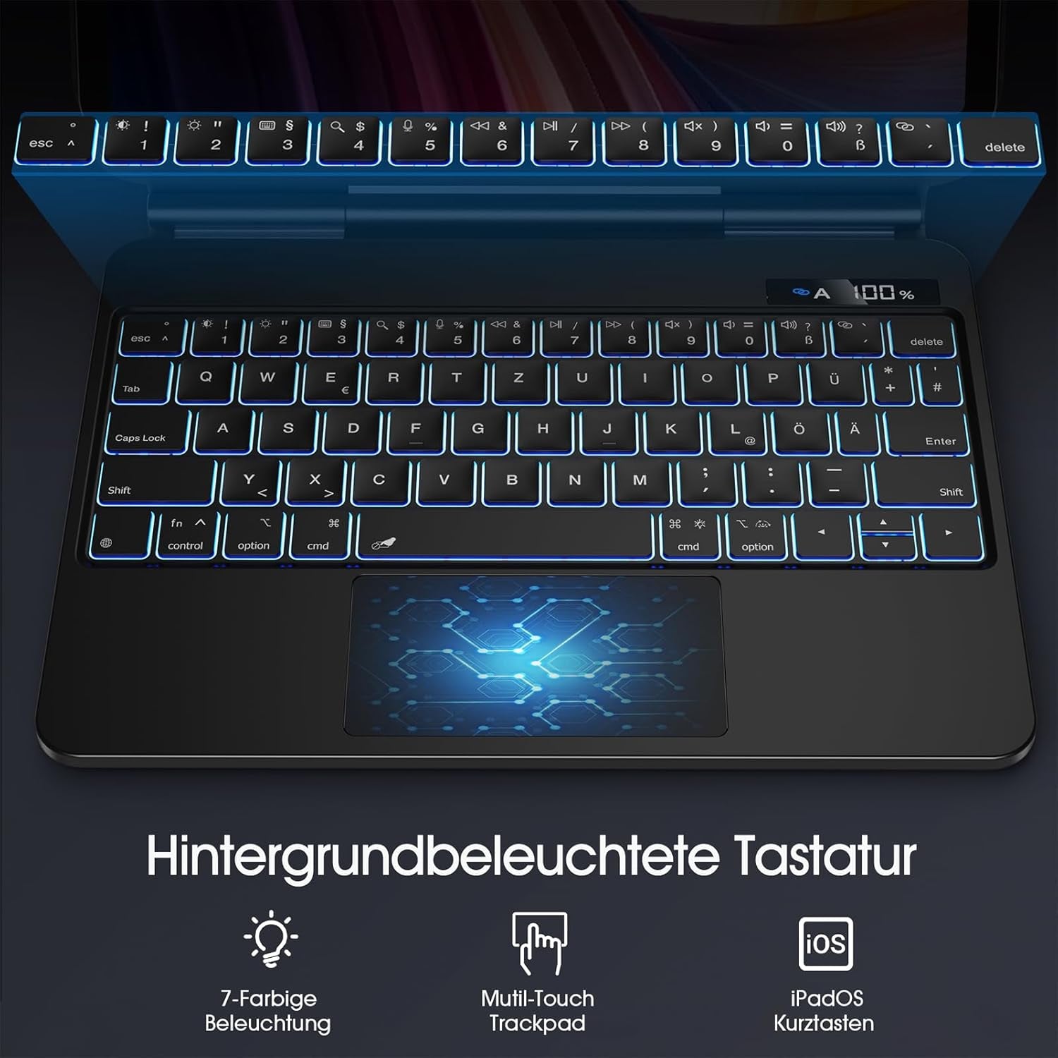 Vobafe Tastatur Hülle Für Ipad Air 11 Zoll M3 2025 M2 2024/Air 5. 4. Generation, Magic Keyboard Ipad Pro 11 M4 2024 5/4/3/2/1, 7-Beleuchtete Magnetische Freischwebende, Multi-Touch Trackpad, Schwarz