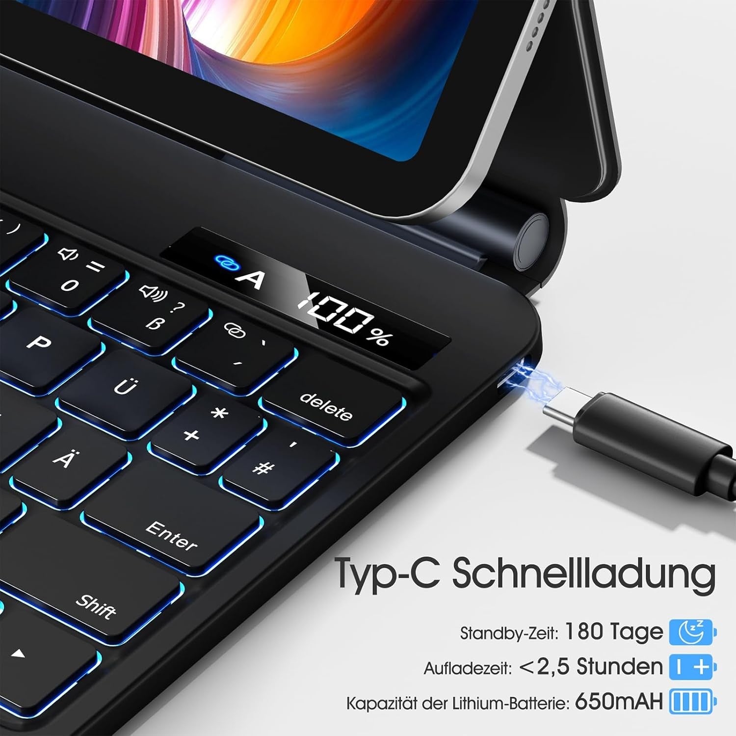 Vobafe Tastatur Hülle Für Ipad Air 11 Zoll M3 2025 M2 2024/Air 5. 4. Generation, Magic Keyboard Ipad Pro 11 M4 2024 5/4/3/2/1, 7-Beleuchtete Magnetische Freischwebende, Multi-Touch Trackpad, Schwarz