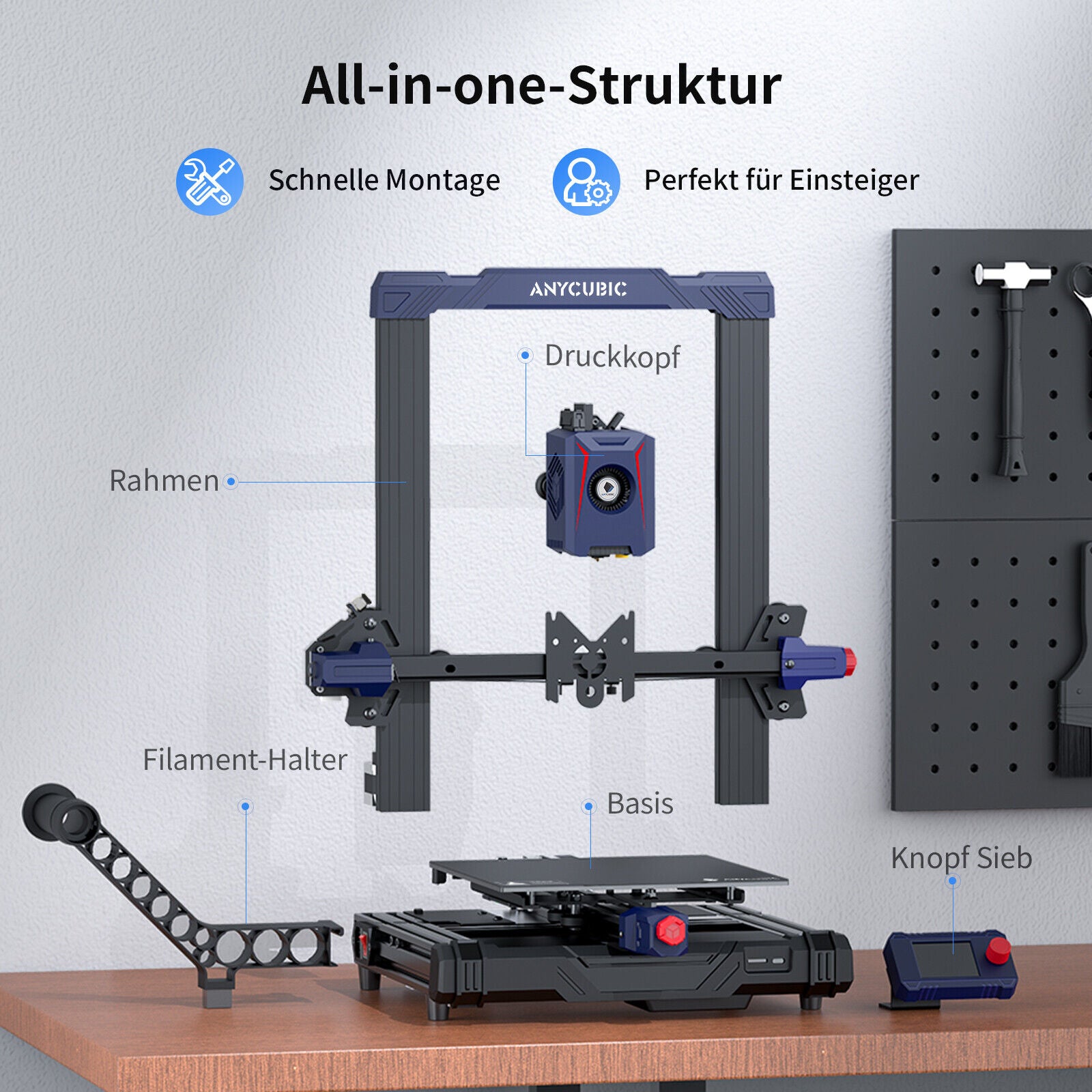 Anycubic Kobra 2 Neo 3D Drucker 250mm/s schneller Direktextruder Smart Z-Offset