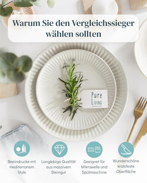 Kaffeetassen 6Er Set Hygge Serie - Premium Steingut Tassen, Spülmaschinen- Und Mikrowellenfest, Kratzfest - Stylishes Tee- Und Kaffeebecher Set - Elegantes Gerilltes Geschirr in Beige