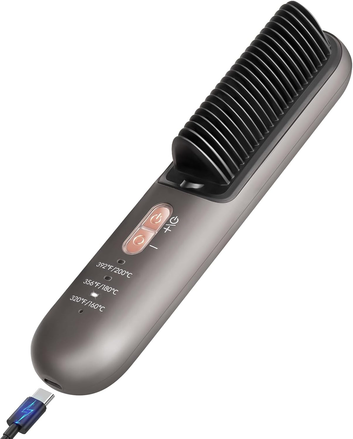 Glättbürste Kabellos,  Haarglätter Bürste 40 Millionen Negative Ionen Glättungsbürste Tragbar 5000Mah Glätteisen Für Reise Wiederaufladbare Mini Stylingbürste 3 Temperaturstufen Glättungskamm