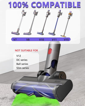 Staubsaugerkopf Ersatz Für Dyson V15 V11 V10 V8 V7, Staubsaugeraufsatz Mit Grünem Led-Licht & Verwicklungsfreier Rollenbürste, Hartholz- Und Teppichbodenreinigungszubehör