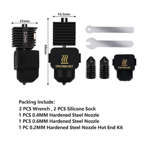 Upgrade Hotend Kit Für Bambu Lab A1/A1 Mini, Hot End Baugruppe 0,2/0,4/0,6 Mm Düse Aus Gehärtetem Stahl Und Silikonsocke Für Bambu Lab 3Ddruckerteil
