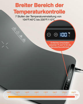 Warmhalteplatte Für Speisen, Speisenwärmer Ganzflächige Erwärmung Einstellbare Temperaturkontrolle, Tragbare Und Faltbare Heizplatte Mit Nano-Silikonmaterial Für Warm Halten Oder Auftauen