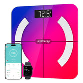 Personenwaage, Impedanzmesser, Bluetooth, Hohe Genauigkeit, Mit App, 13 Indikatoren Für Android Und Ios, Max. 180 Kg/400 Lb/28St, 28 X 28 Cm – Mehrfarbig