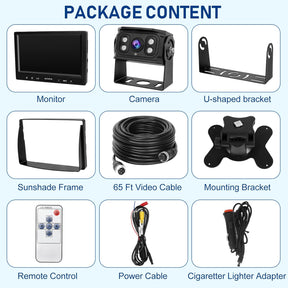 Rückfahrkamera-Set Mit 7"-LCD-1080P Monitor & 170° Weitwinkel- Rückfahrkamera, IP69K Wasserdicht, 4IR Nachtsicht, Diy-Leitfäden,Für Lkw/Anhänger/Bus/Van/Landwirtschaft/Schwertransport(12-32 Volt)