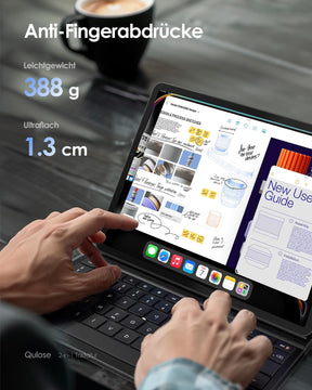 Tastatur Hülle QWERTZ Für Ipad Air 11 Inch M3 2025/M2 2024, 5/4 (2022/2020) 10.9", Ipad Pro 11 Zoll, Ultra Slim Magnetic Folio Bluetooth Tastatur, Typ C Ladefunktion, Schwarz