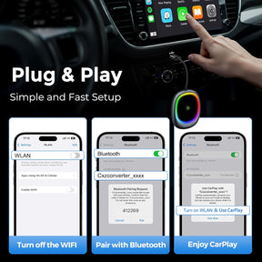 SYNCWIRE Wireless Carplay Adapter Für Apple Iphone, Plug-And-Play, 2025 Upgrade, Wandelt Kabelgebundenes Carplay Um, Auto-Connect, Für Autos Ab 2016 & Iphones Ios 10+