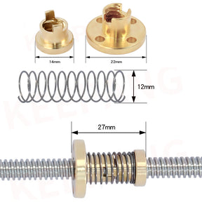 T8 x2 x4 x8 Anti Backlash Messingmutter gefedert Z-Achse 3D Drucker DIY CNC