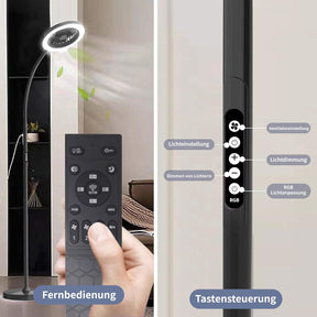 Stehlampe Mit Ventilator, Ventilatorlicht Mit RGB18W/1500 Lm Led-Stehlampe, Stufenlos Einstellbare 3000-6000K Farbe Und Dimmer, Fernbedienung Und Tastensteuerung (Schwarz, 1-Lüfterlicht)