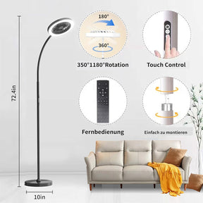 Stehlampe Mit Ventilator, Ventilatorlicht Mit RGB18W/1500 Lm Led-Stehlampe, Stufenlos Einstellbare 3000-6000K Farbe Und Dimmer, Fernbedienung Und Tastensteuerung (Schwarz, 1-Lüfterlicht)